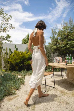 When In Italy Halter Midi Dress White