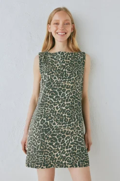 Zia Denim Mini Dress Leopard