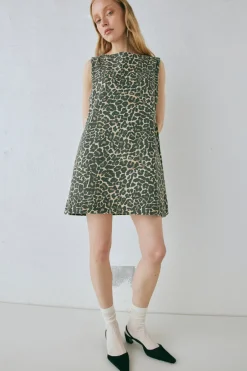 Zia Denim Mini Dress Leopard