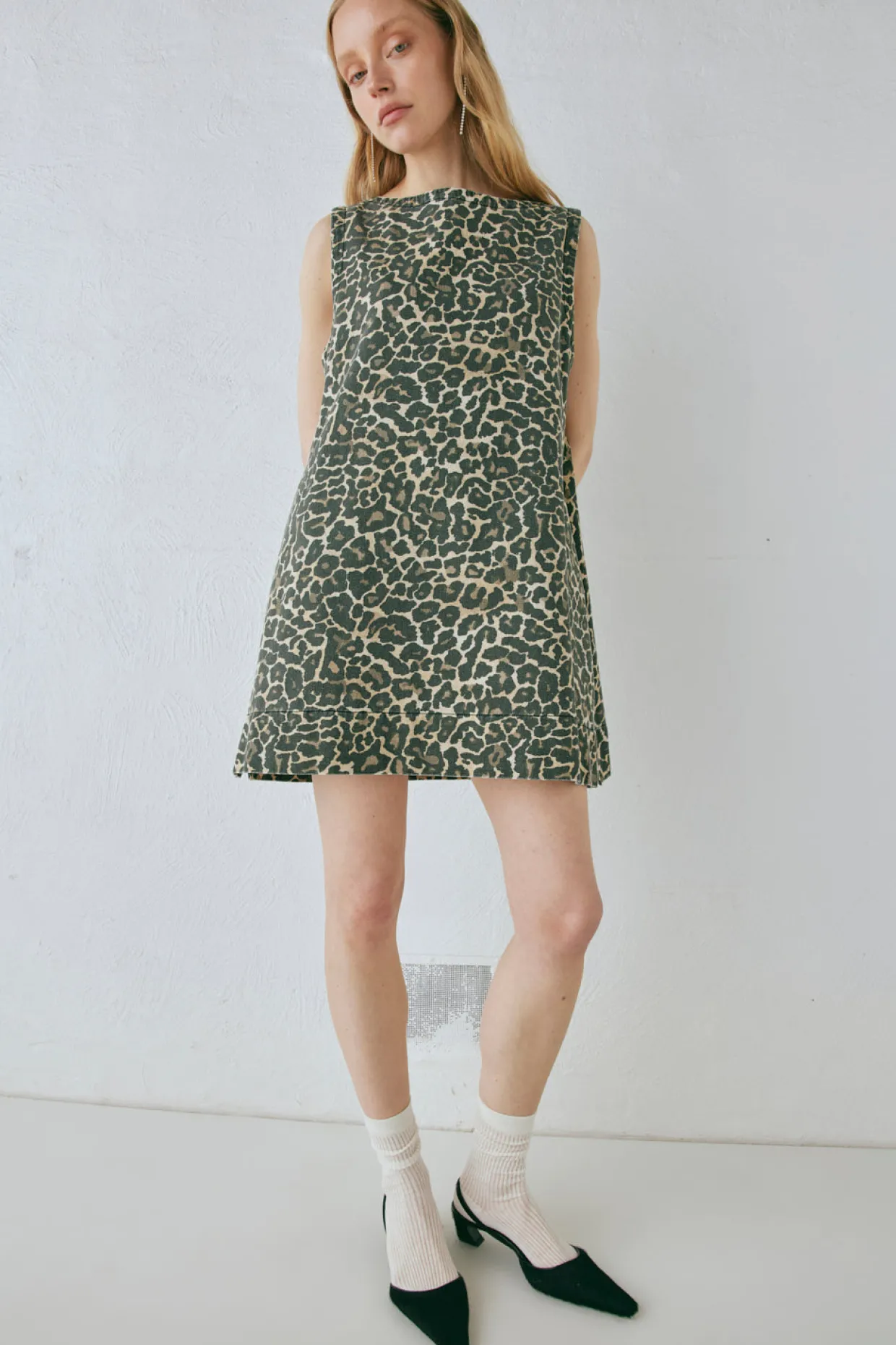 Zia Denim Mini Dress Leopard