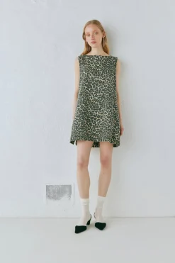 Zia Denim Mini Dress Leopard