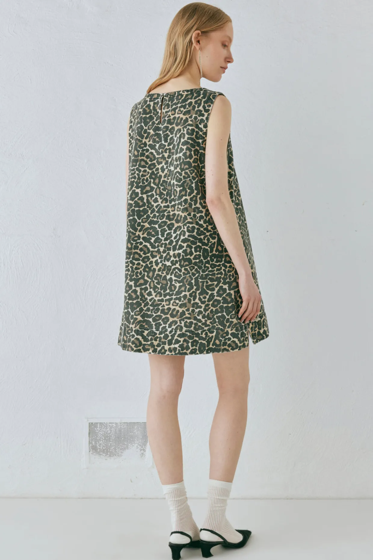 Zia Denim Mini Dress Leopard